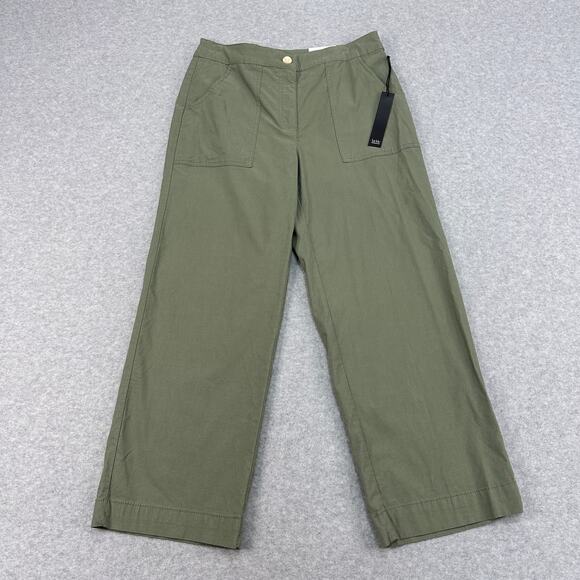 Nicole Miller NY Hi-Rise Straight Leg Pants WMNS 6 Olive Green Stretch Uitlity - Picture 1 of 11